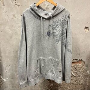 Vintage Y2K Chinese Dragon Grunge Graphic Wraparound Oversized Hoodie XXL 2XL